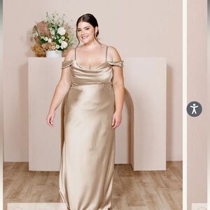 Revelry Sienna Satin in Champagne, size 18 petite